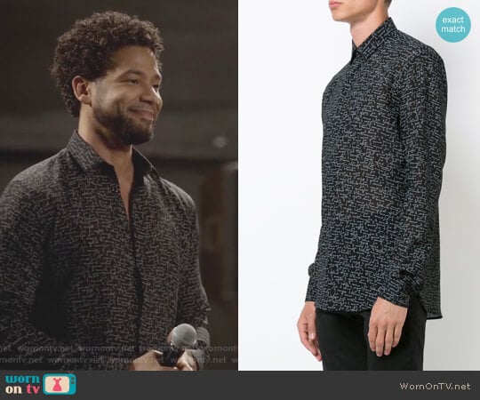 Saint Laurent Je taime cursive print shirt worn by Jamal Lyon (Jussie Smollett) on Empire