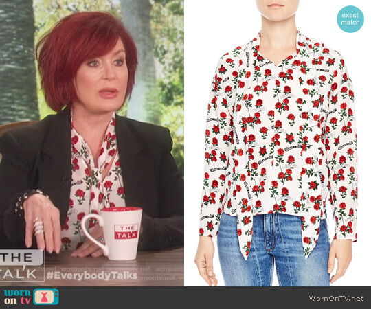 Sandro Bessie Silk Sash Top worn by Sharon Osbourne on The Talk