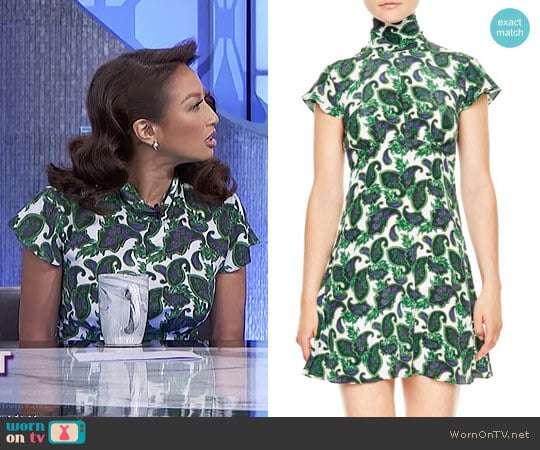 Sandro Tie Back Print Silk Dress worn by Jeannie Mai on The Real