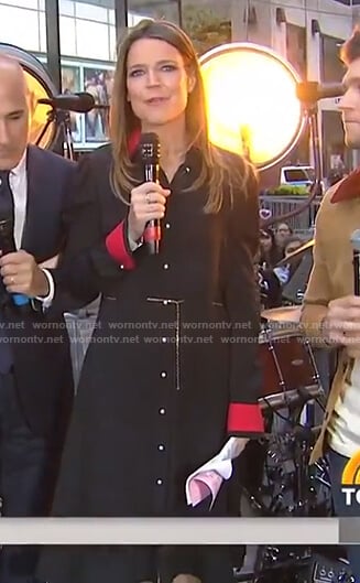 Savannah’s black and red shirtdress with pearl buttons on Today