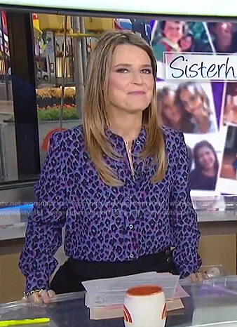 Savannah’s purple leopard print blouse on Today
