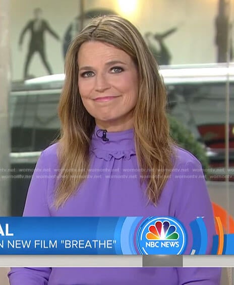 Savannah’s purple ruffle mock neck top on Today