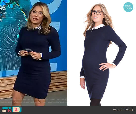 Seraphine Maternity Knitted Maternity Dress with Collar worn by Ginger Zee on Good Morning America