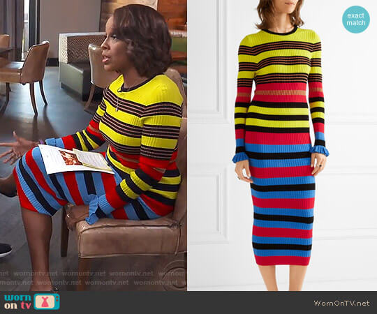 Opening Ceremony Striped ribbed-Knit Midi Dress worn by Gayle King on CBS Mornings