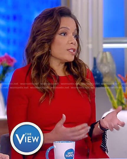 Sunny’s red asymmetric sleeve top on The View