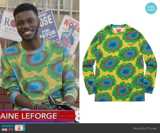 Supreme Newyork Painted Flowers Tee worn by Jermaine Leforge (Bernard David Jones) on The Mayor