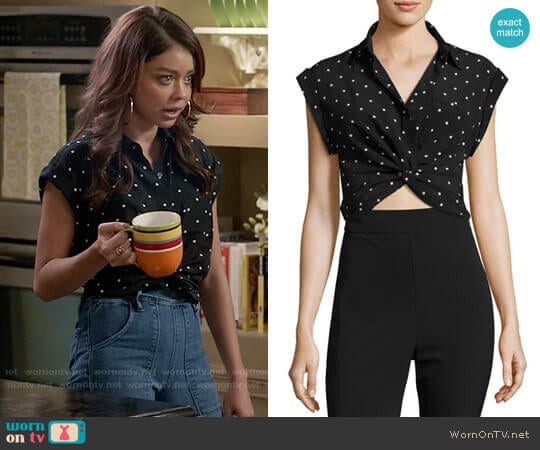 T by Alexander Wang Printed Twist-Front Silk Top worn by Haley Dunphy (Sarah Hyland) on Modern Family