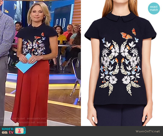 Ted Baker Enora Kyoto Gardens Collared Top worn by Amy Robach on Good Morning America