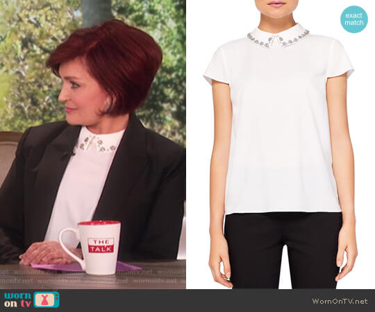 Ted Baker Tillda Embellished Collar Top worn by Sharon Osbourne on The Talk