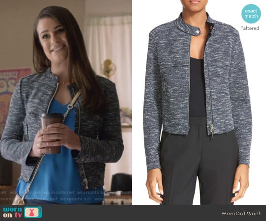 Theory Bavewick K Tweed Zip Front Jacket worn by Valentina Barella (Lea Michele) on The Mayor