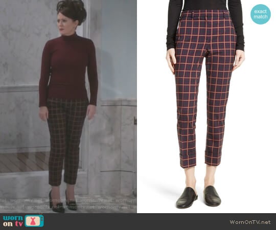 Theory Crop Cuff York Plaid Pants worn by Karen Walker (Megan Mullally) on Will and Grace