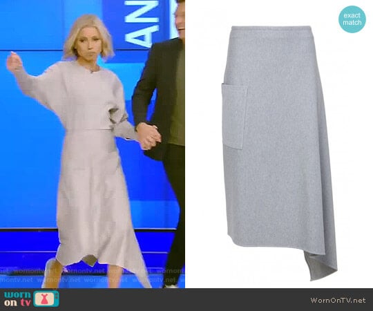 Tibi Cavalry Twill Origami Skirt worn by Kelly Ripa on Live with Kelly and Mark