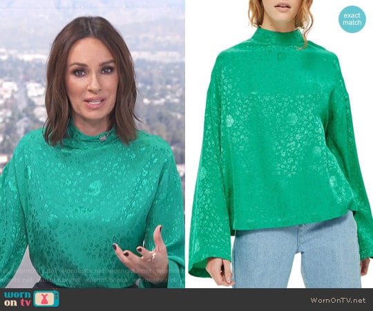Topshop Jacquard Kimono Sleeve Top worn by Catt Sadler on E! News