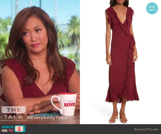 Tory Burch Whitney Wrap Midi Dress worn by Carrie Inaba on The Talk