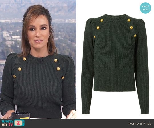 Veronica Beard Button Puff Sleeve Sweater worn by Catt Sadler on E! News