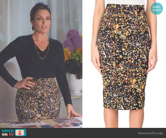 Victoria Beckham Marble-Print Pencil Skirt worn by Diana St. Tropez (Tina Fey) on Great News