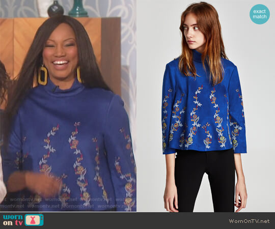 Zara Embroidered Faux Suede Top