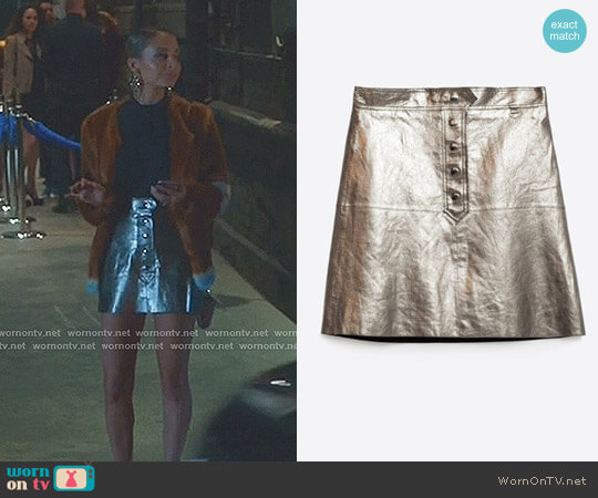Zara Metallic Leather Skirt worn by Portia Scott-Griffith (Nicole Richie) on Great News
