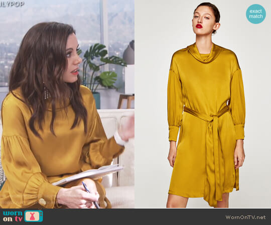 Zara Satin Dress with Belt worn by Melanie Bromley on E! News