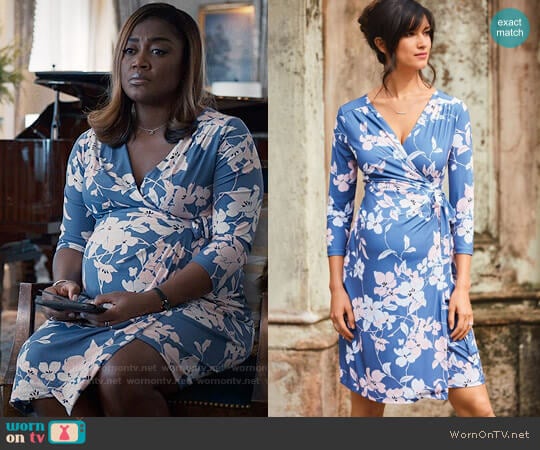 A Pea in the Pod Pleated Floral Maternity Wrap Dress worn by Daisy Grant (Patina Miller) on Madam Secretary