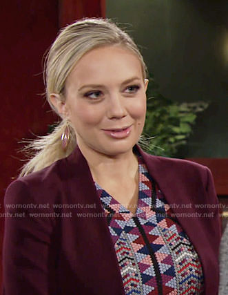 Abby’s geometric pattern dress on The Young and the Restless