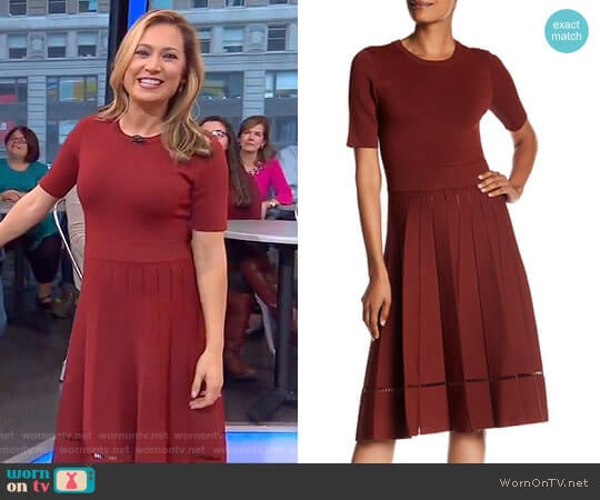 A.L.C. Tracy Pleated Knit Dress worn by Ginger Zee on Good Morning America