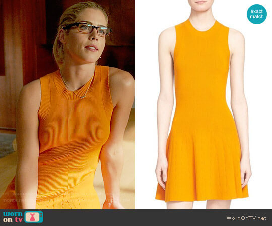 A.L.C. Rory Rib Knit Fit & Flare Dress worn by Felicity Smoak (Emily Bett Rickards) on Arrow