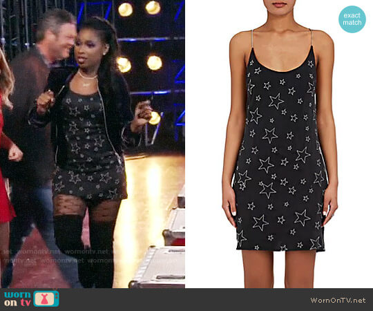 Amiri Star Embroidered Charmeuse Slipdress worn by Jennifer Hudson on The Voice