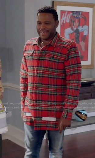 Andre’s red frayed plaid shirt on Black-ish