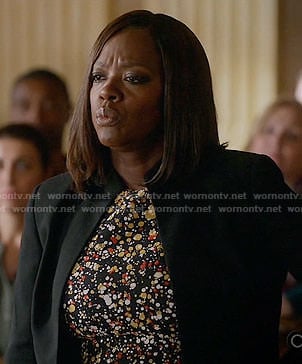 Annalise’s paint splatter print dress on How to Get Away with Murder