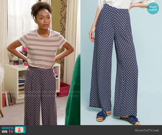 Featherbone from Anthropologie Solstice Print Wide Leg Pants worn by Zoey Johnson (Yara Shahidi) on Black-ish