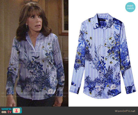 Banana Republic Dillon-Fit Floral Stripe Shirt worn by Esther Valentine (Kate Linder) on The Young and the Restless