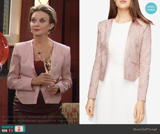 Bcbgmaxazria Flynn Floral Jacquard Jacket worn by Gloria Abbott Bardwell (Judith Chapman) on The Young and the Restless
