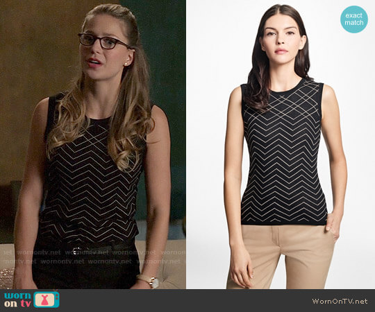 Brooks Brothers Jacquard Birds-Eye Silk-Cotton Shell worn by Kara Danvers (Melissa Benoist) on Supergirl