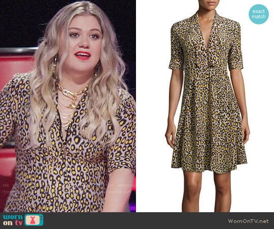 Derek Lam Leopard Print Short Sleeve Dress