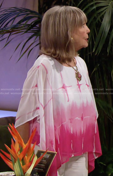 Dina’s pink and white poncho top on The Young and the Restless