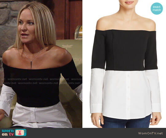 Do and Be Off-the-Shoulder Layered-Look Top worn by Sharon Newman (Sharon Case) on The Young and the Restless