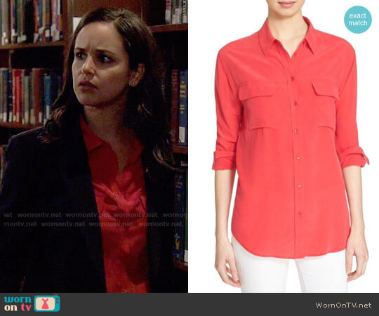 Equipment Slim Signature Silk Shirt worn by Amy Santiago (Melissa Fumero) on Brooklyn Nine-Nine
