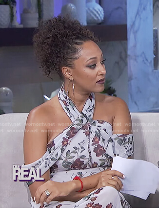 Adrienne’s floral print off shoulder dress on The Real