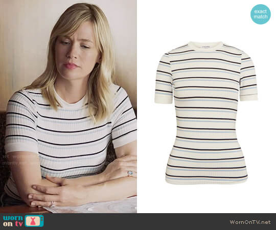 Frame Striped Ribbed Stretch-jersey T-shirt worn by Melissa Shart (January Jones) on Last Man On Earth