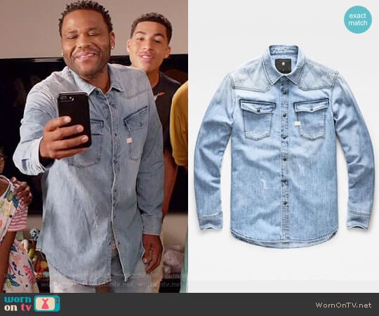G Star Raw 3301 Quilted Denim Shirt worn by Andre Johnson (Anthony Anderson) on Black-ish