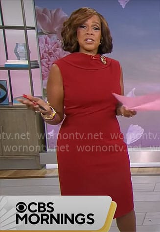 Gayle’s red high neck dress on CBS This Morning