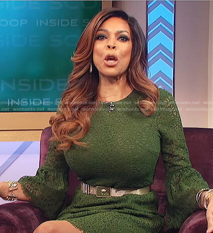 Wendy’s green bell sleeve lace dress on The Wendy Williams Show