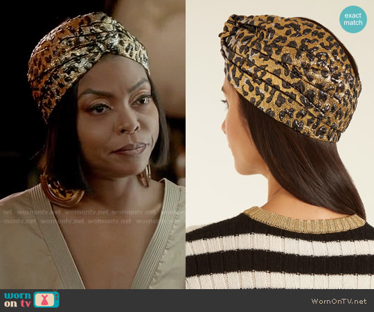 Gucci Metallic Leopard-Print Turban worn by Cookie Lyon (Taraji P. Henson) on Empire