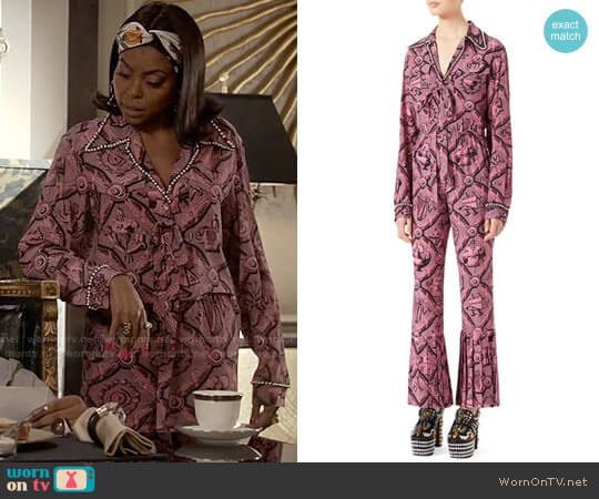 Gucci Romain Printed Silk Shirt worn by Cookie Lyon (Taraji P. Henson) on Empire
