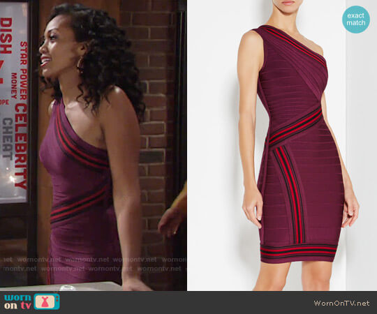 Herve Leger Kayla Jacquard Stripe Detail Dress worn by Hilary Curtis (Mishael Morgan) on The Young and the Restless