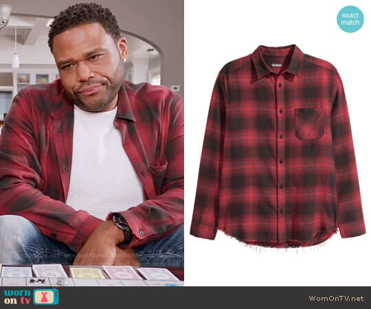 Plaid Flannel Shirt in Red / Black Plaid from H&M worn by Andre Johnson (Anthony Anderson) on Black-ish