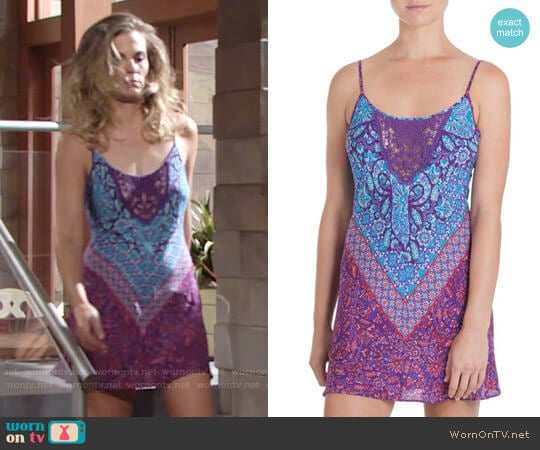 In Bloom by Jonquil Chemise in Aubergine / Turq Print worn by Phyllis Newman (Gina Tognoni) on The Young and the Restless