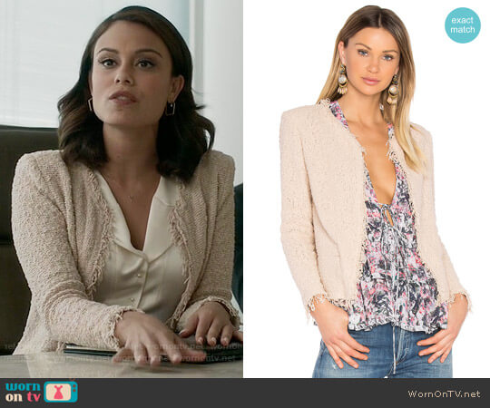 IRO Shavani Jacket  in Pink Sand worn by Cristal Flores (Nathalie Kelley) on Dynasty