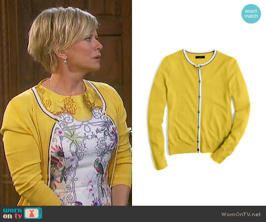 J.Crew Jackie Tipped Cardigan worn by Kayla Brady (Mary Beth Evans) on Days of our Lives